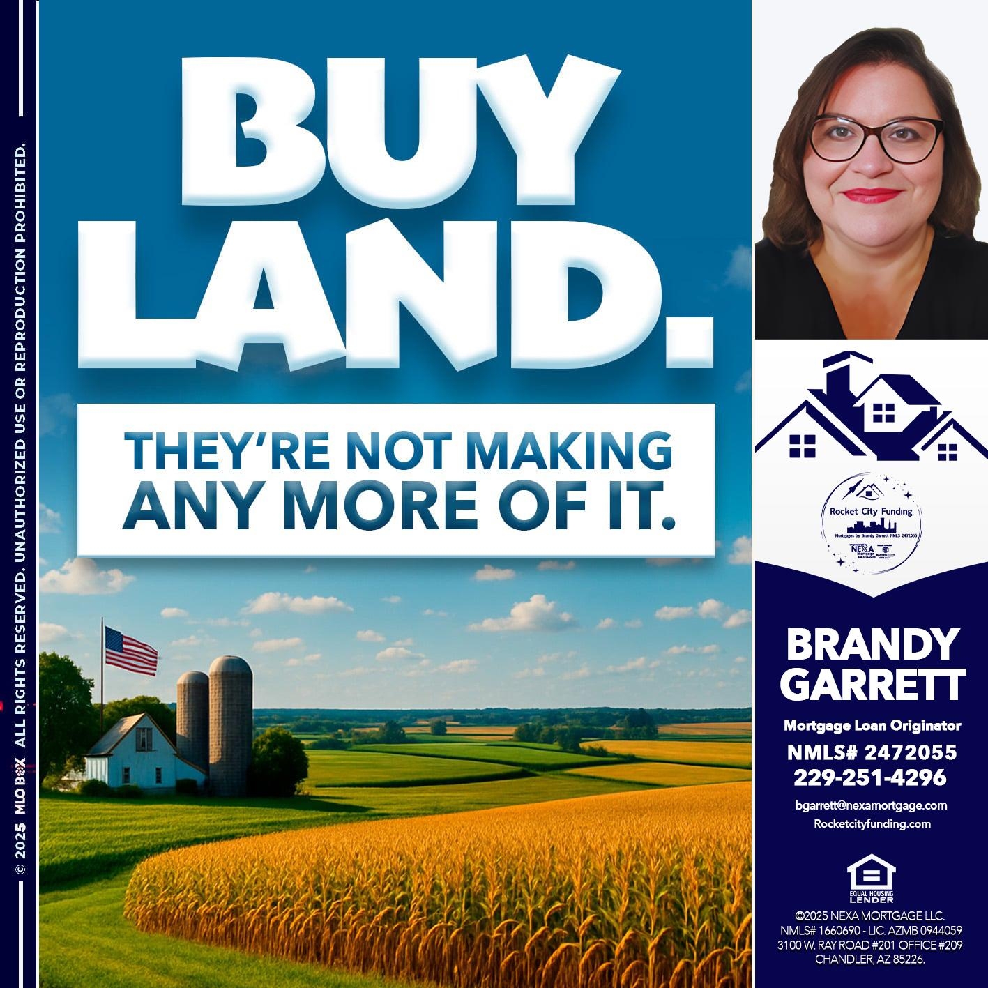 BUY LAND- Brandy Garrett -Mortgage Loan Originator
