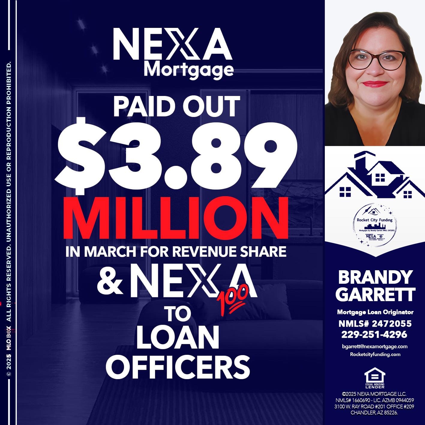 NEXA PAID OUT
- Brandy Garrett -Mortgage Loan Originator