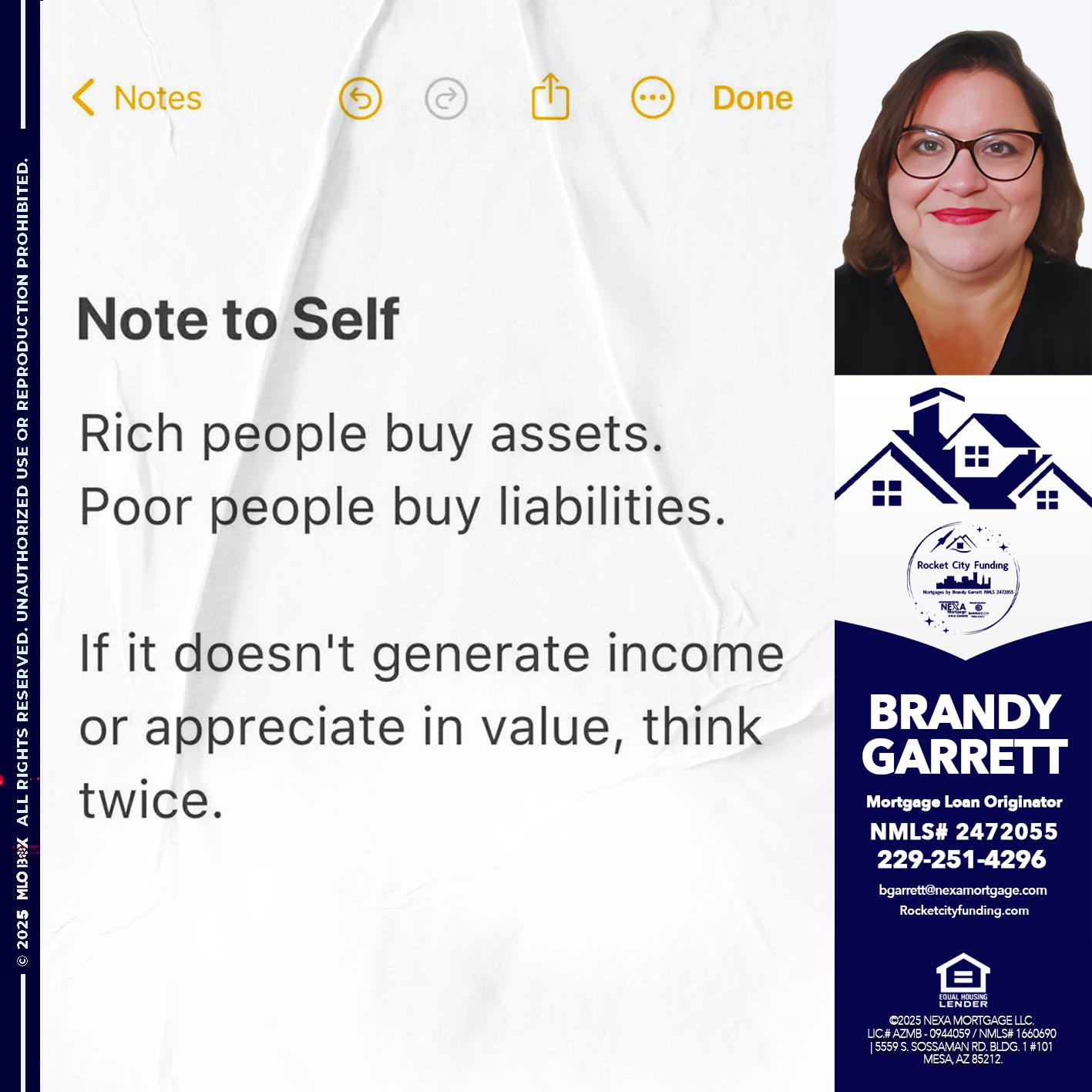 NOTE TO SELF - Brandy Garrett -Mortgage Loan Originator