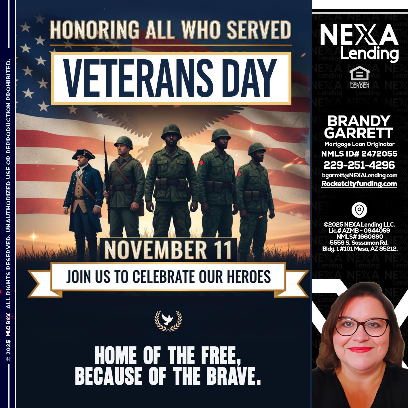 VETERANS DAY - Brandy Garrett -Mortgage Loan Originator