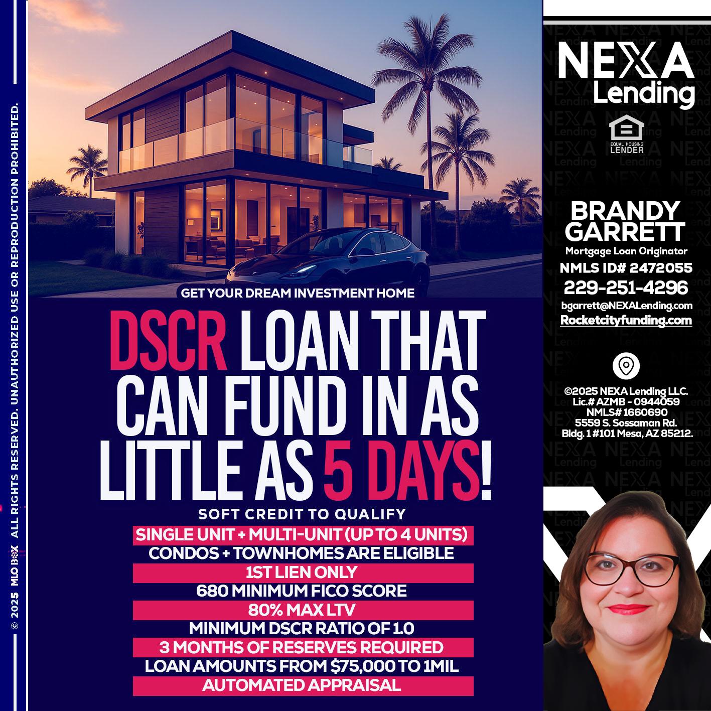 DSCR - Brandy Garrett -Mortgage Loan Originator