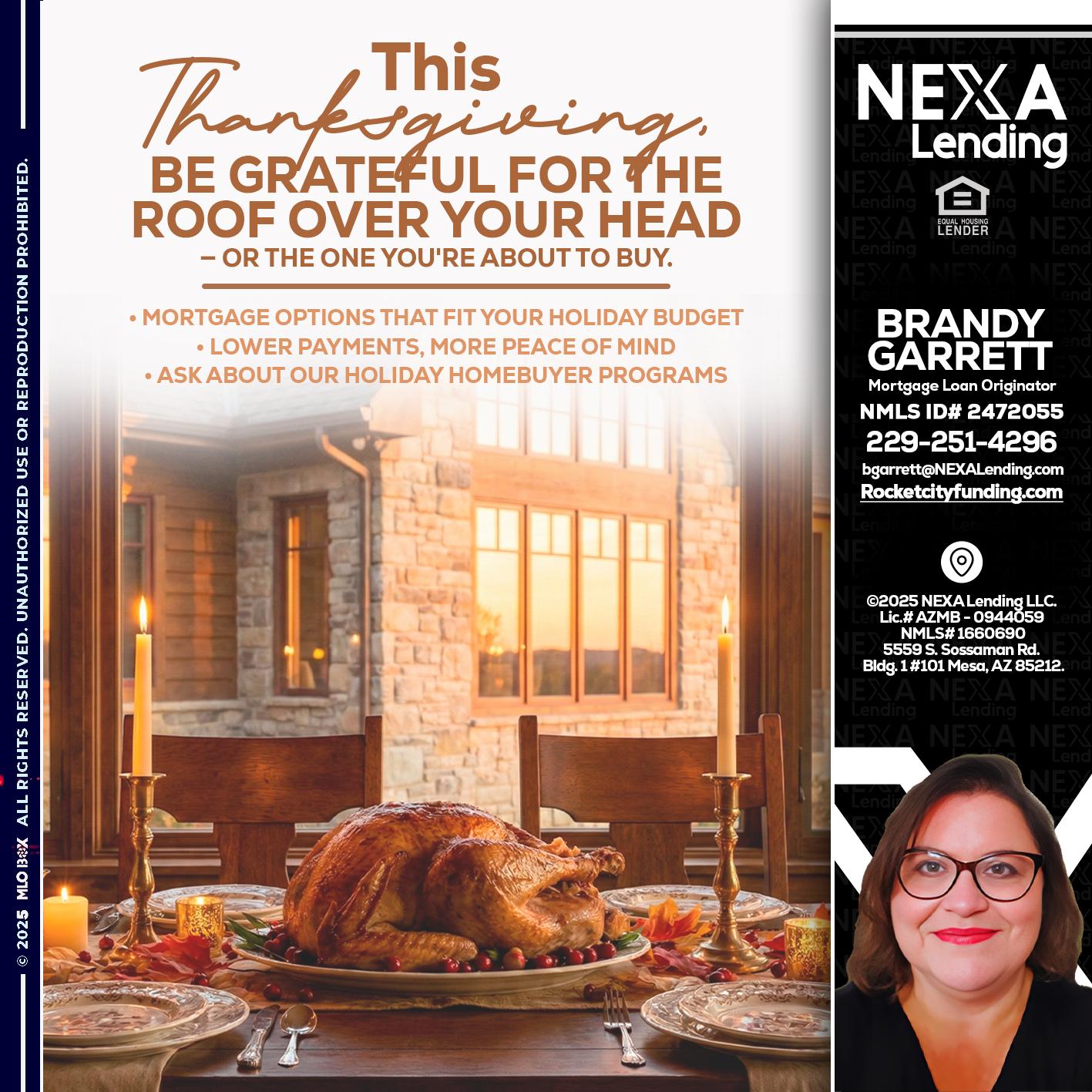 THIS THANKSGIVING - Brandy Garrett -Mortgage Loan Originator