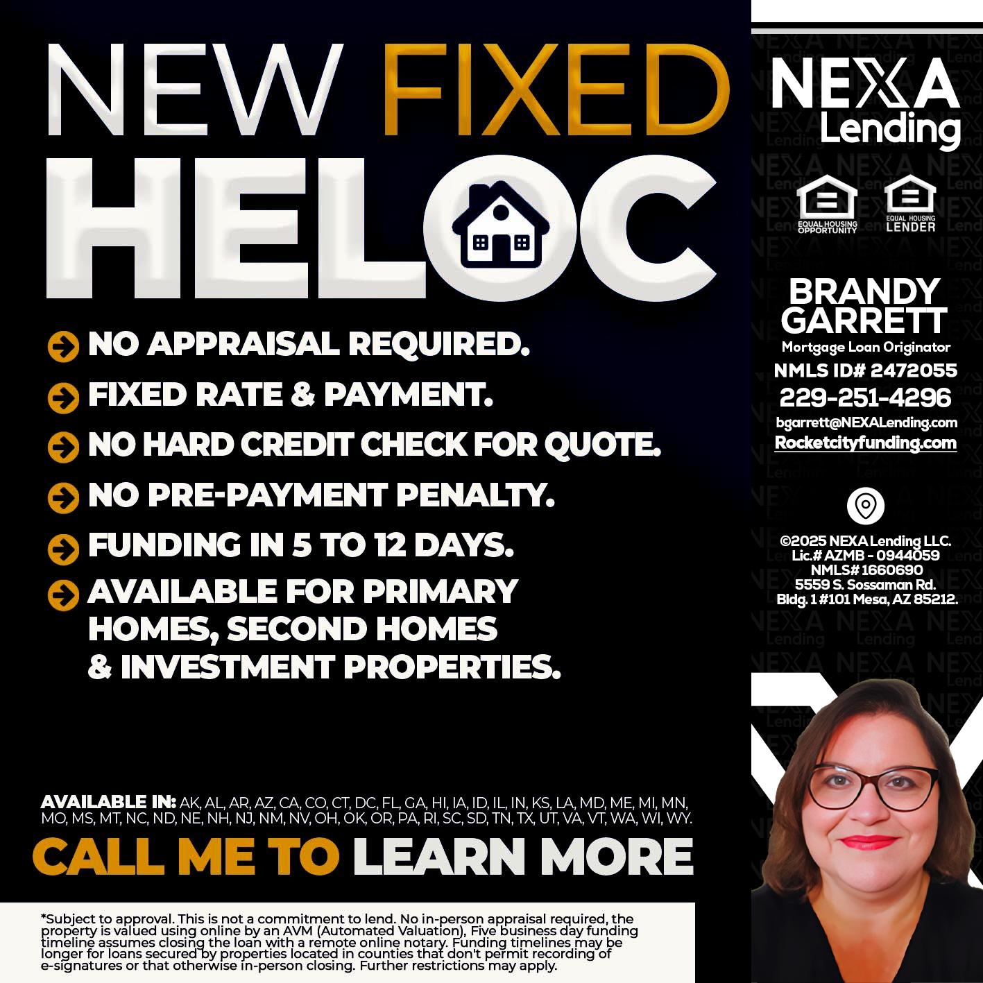 HELOC - Brandy Garrett -Mortgage Loan Originator