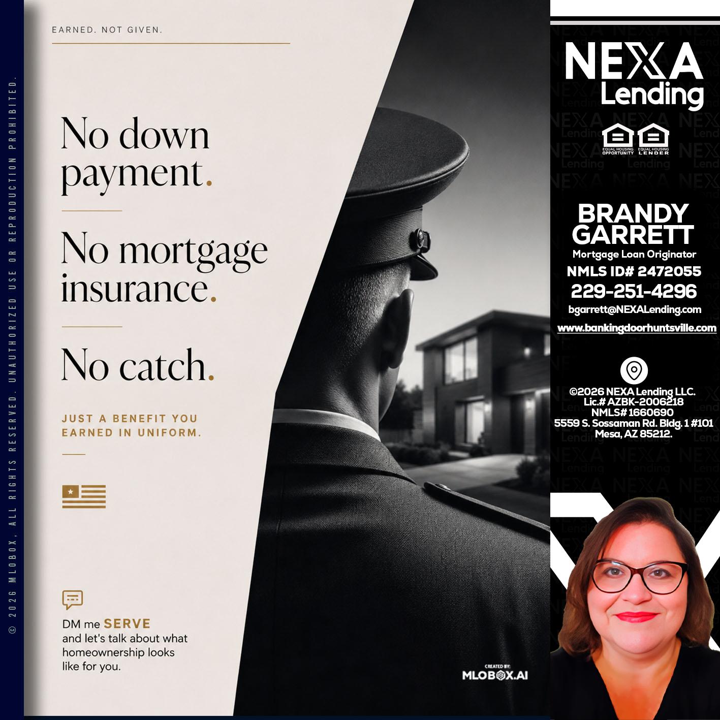 NO DOWN PAYMENT - Brandy Garrett -Mortgage Loan Originator