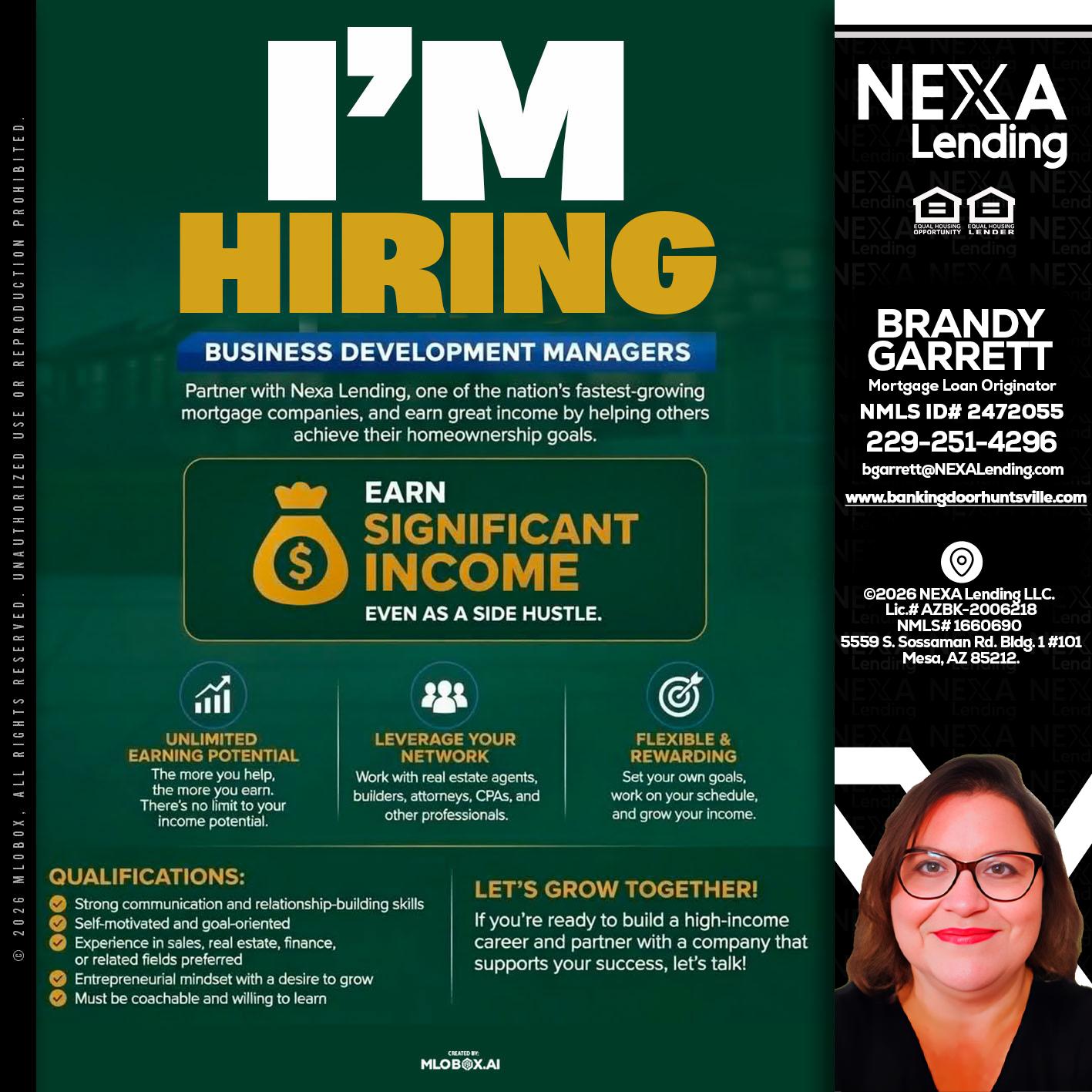 IM HIRING - Brandy Garrett -Mortgage Loan Originator