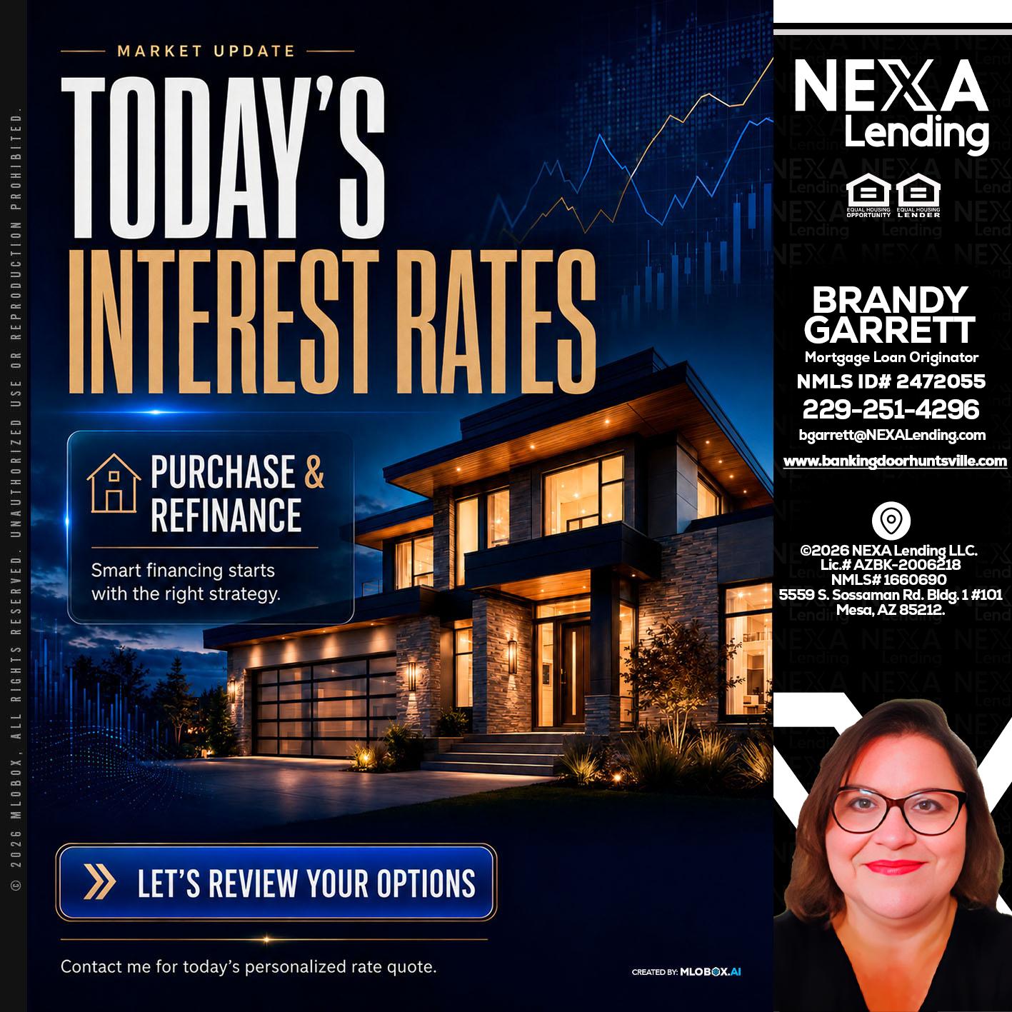 TODAYS RATES - Brandy Garrett -Mortgage Loan Originator